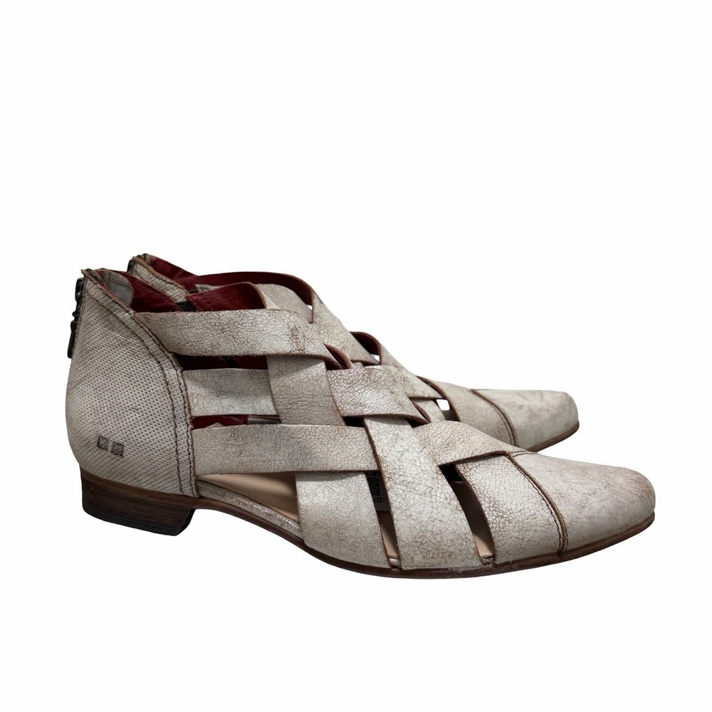 Bed Stu Brittany Woven Leather Ankle Boots Womens US 9 Nectar Lux White Western‎